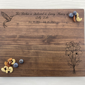 Hummingbird and Peonies - Personalized Cutting Board - 326