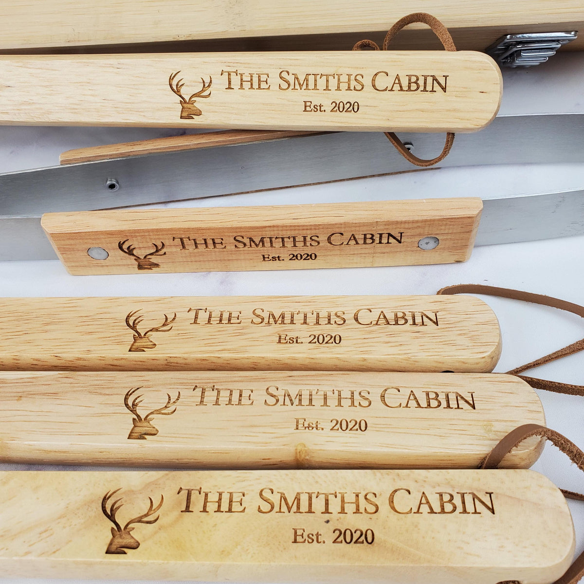 Personalized BBQ Tool Set with Engraved Bamboo Case