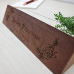 Floral Boarder - Personalized Wood Desk Block - 003 3