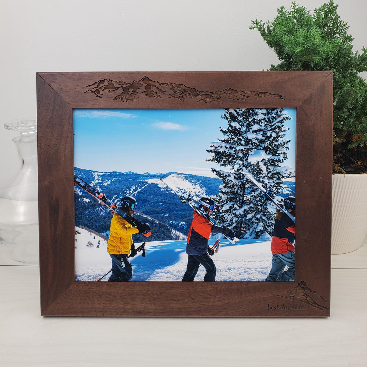 Ski Trip Memento - Custom Engraved Picture Frame - 058