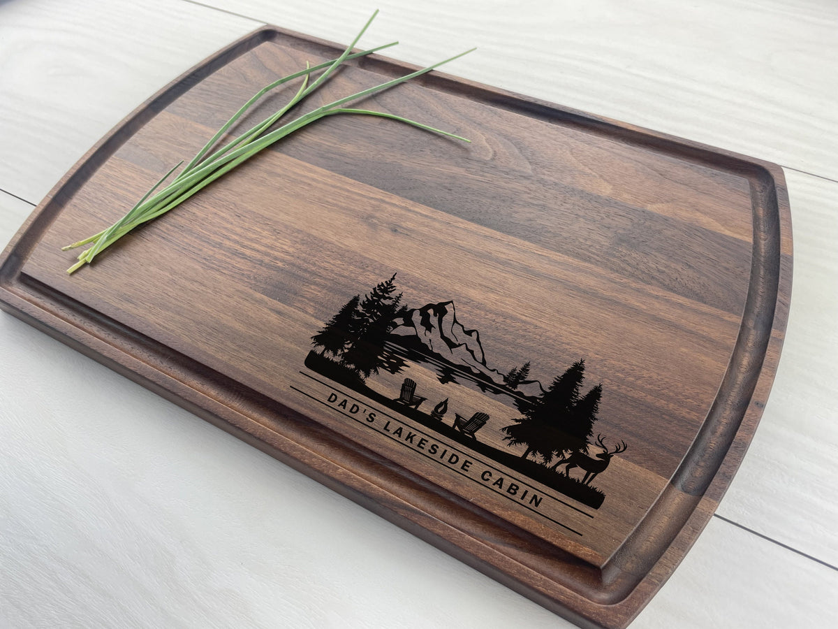 The Lake Front Mountain View - Personalized Cutting Board - 306