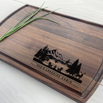 The Lake Front Mountain View - Personalized Cutting Board - 306