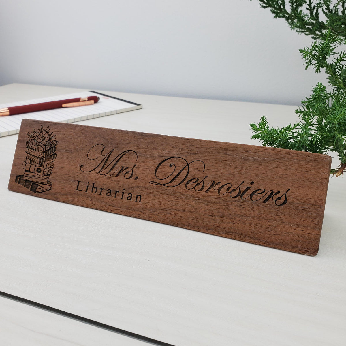 Librarian's Desk - Personalized Wood Desk Block - 012