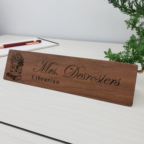 Librarian's Desk - Personalized Wood Desk Block - 012
