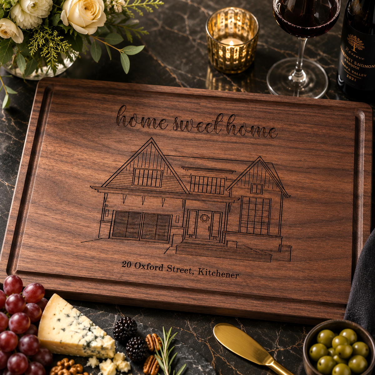 Personalized Cutting Board - Engraved Home Portrait