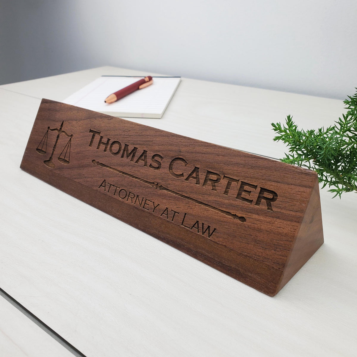 Lawyer's Office - Personalized Wood Desk Block - 007