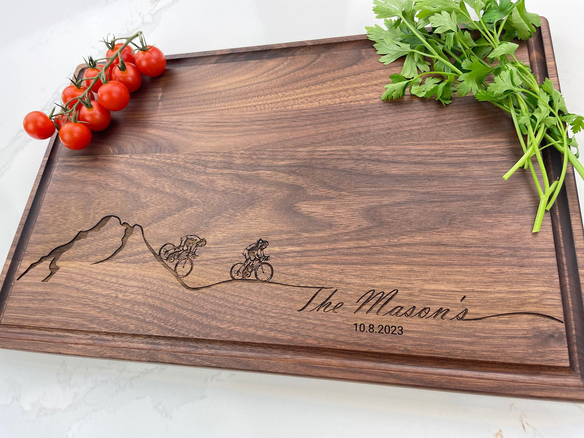 The Biking Couple - Personalized Cutting Board