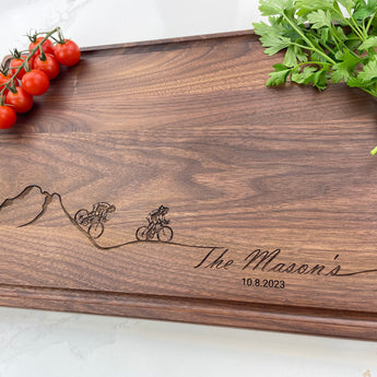 The Biking Couple - Personalized Cutting Board - 312