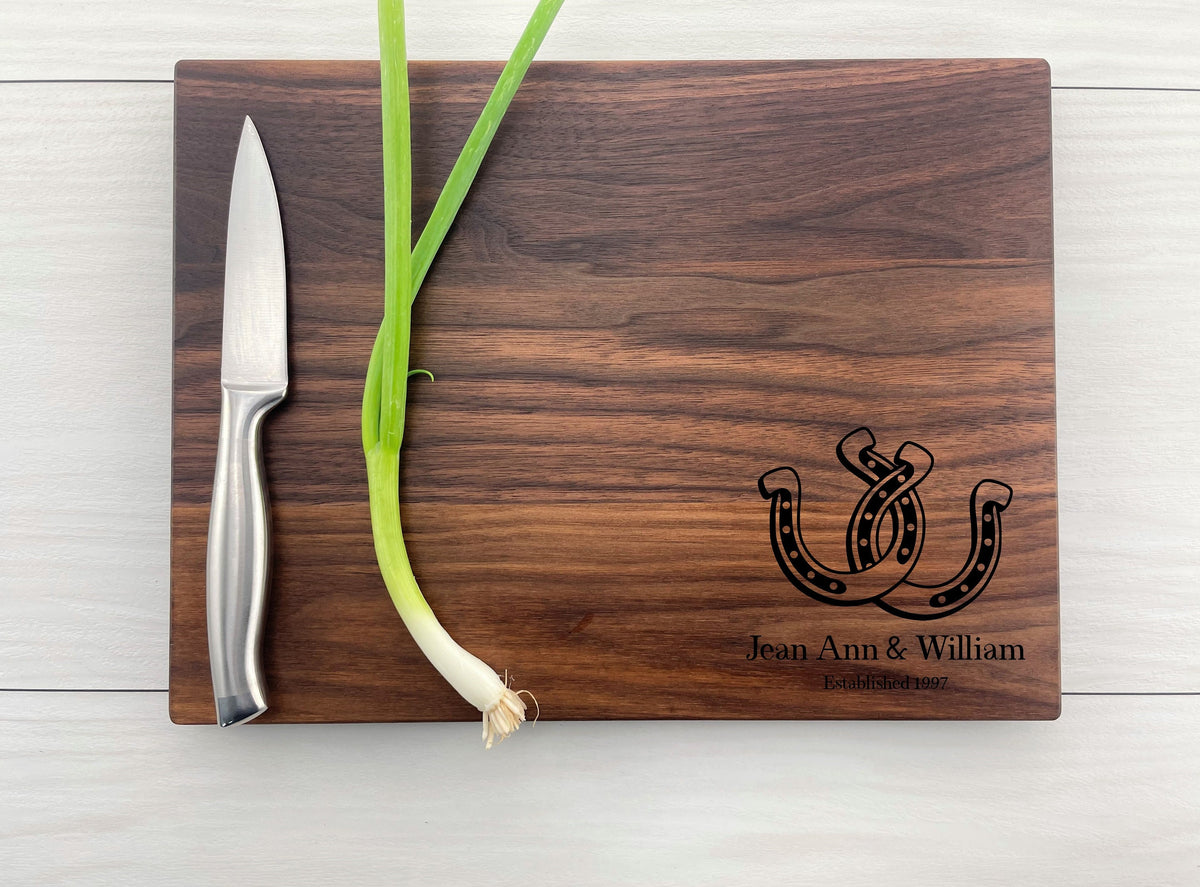Lucky Horseshoes - Personalized Cutting Board - 302