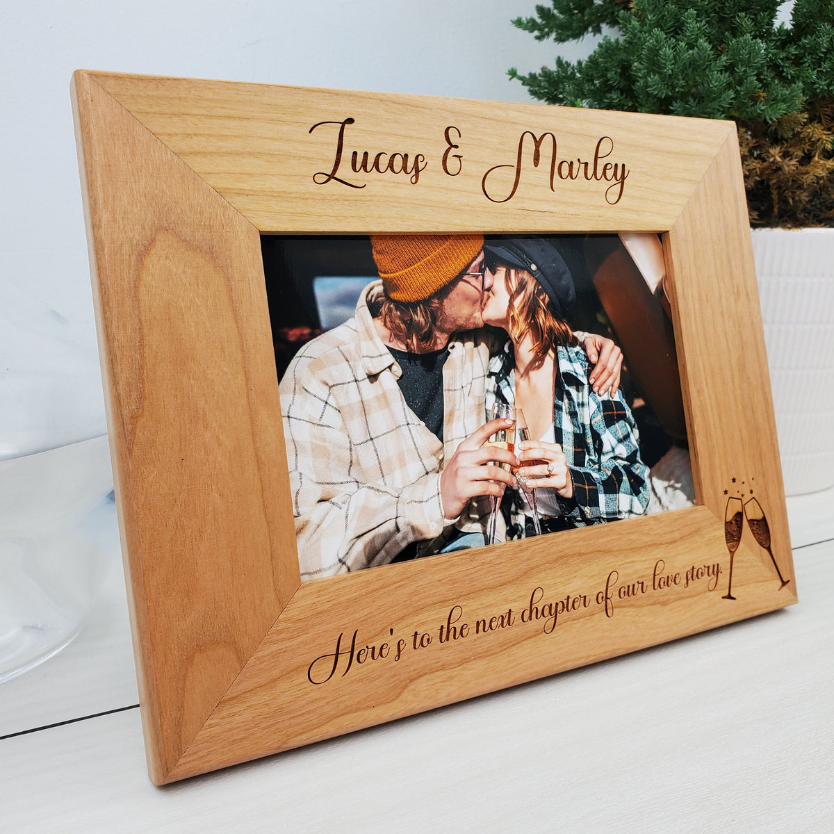 Champagne Glasses - Custom Engraved Picture Frame - 028