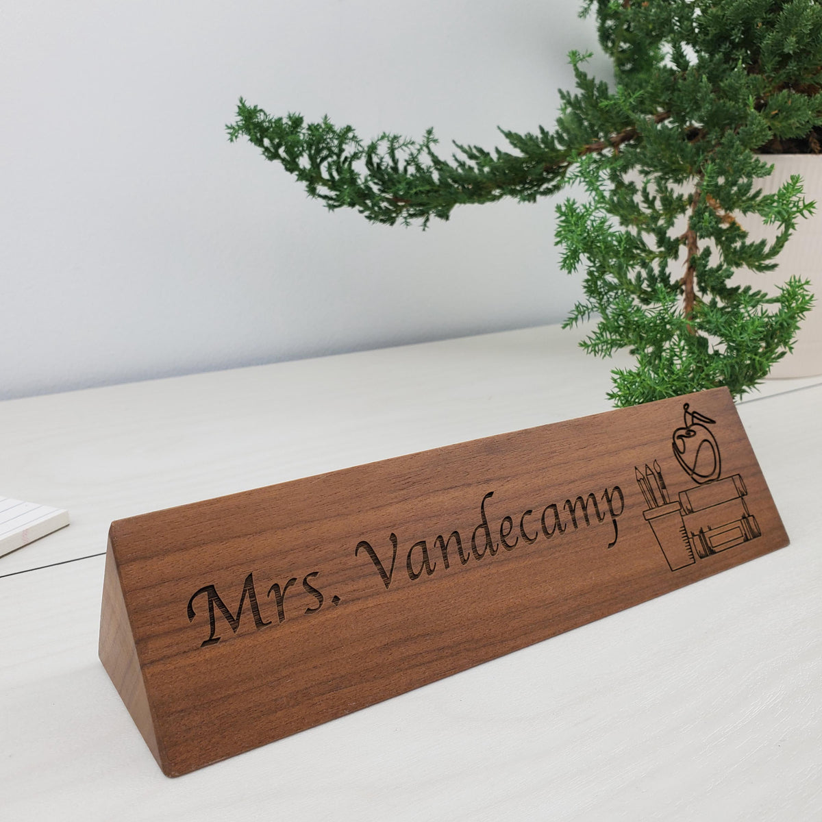 Teacher's Desk - Personalized Wood Desk Block - 004