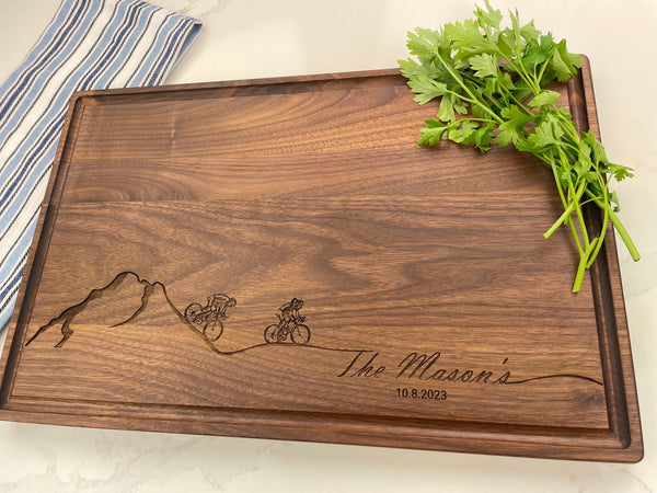 The Biking Couple - Personalized Cutting Board