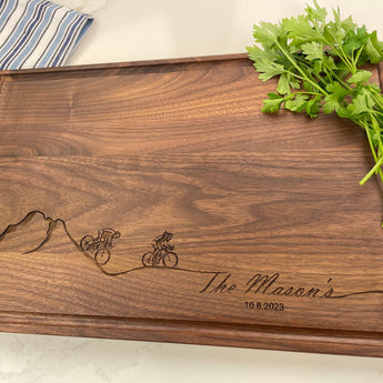 The Biking Couple - Personalized Cutting Board - 312