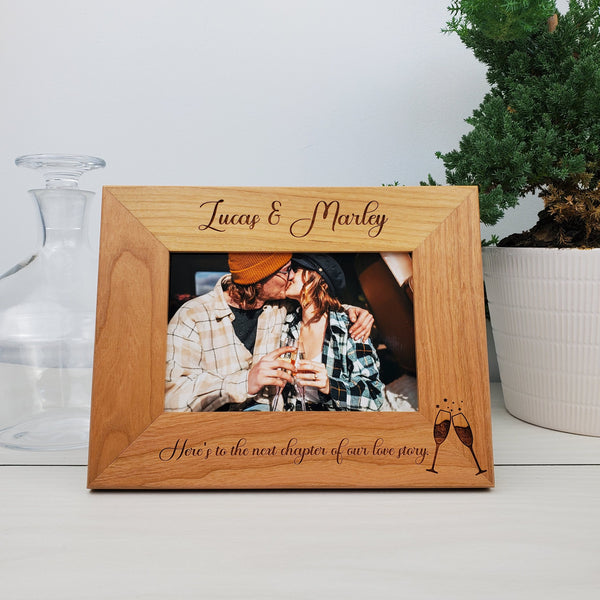 Champagne Glasses - Custom Engraved Picture Frame - 028