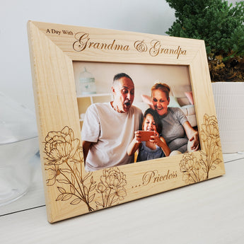 Floral Design - Custom Engraved Picture Frame - 017