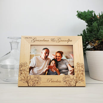 Floral Design - Custom Engraved Picture Frame - 017