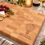 Personalized Hot Air Balloon End Grain Butcher Block 1