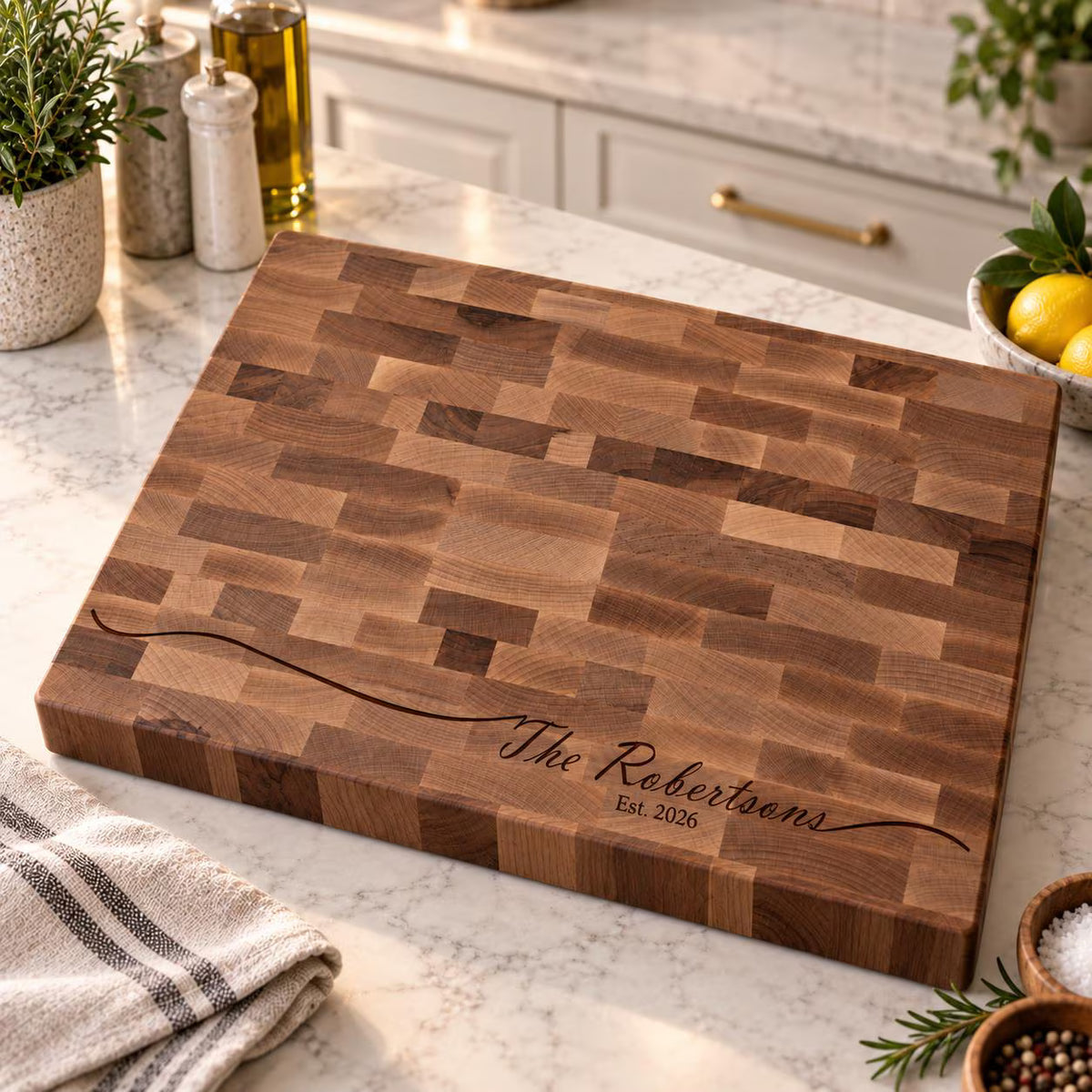 Personalized Name End Grain Butcher Block