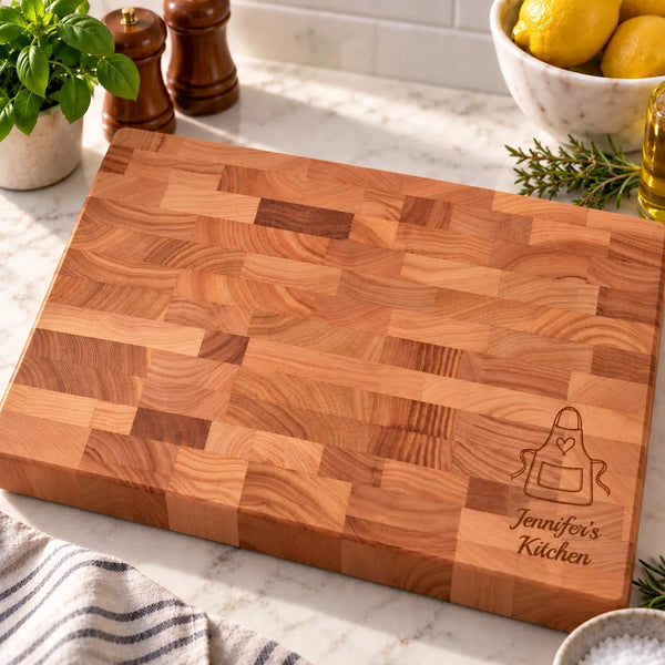 Personalized Apron End Grain Butcher Block