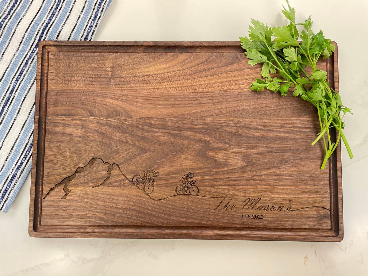 The Biking Couple - Personalized Cutting Board