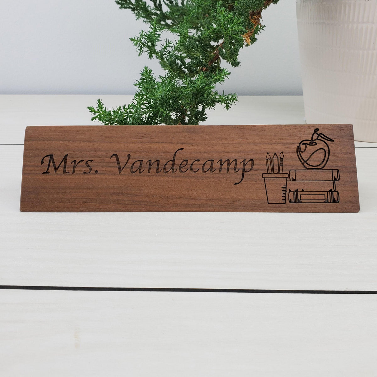 Teacher's Desk - Personalized Wood Desk Block - 004