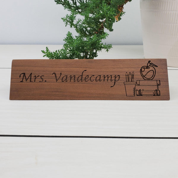 Teacher's Desk - Personalized Wood Desk Block - 004
