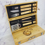 Personalized BBQ Tool Set with Engraved Bamboo Case 5
