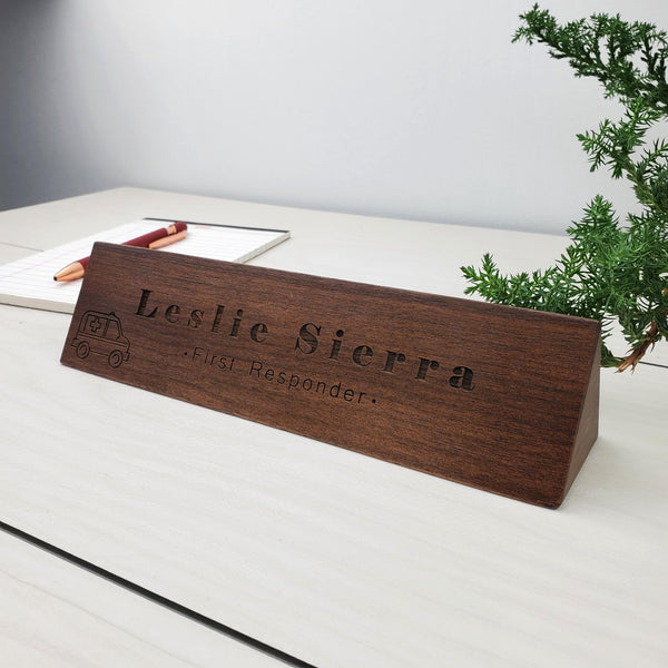 First Responder - Personalized Wood Desk Block - 011
