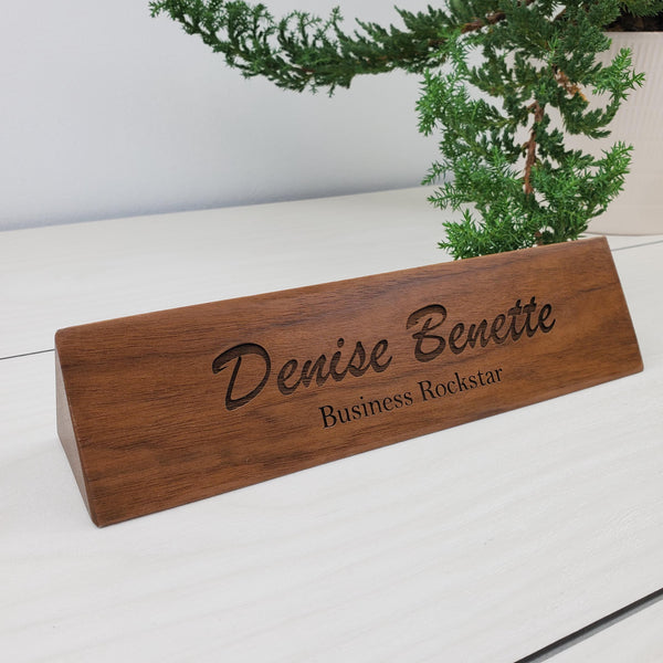 Office Decor - Personalized Wood Desk Block - 001