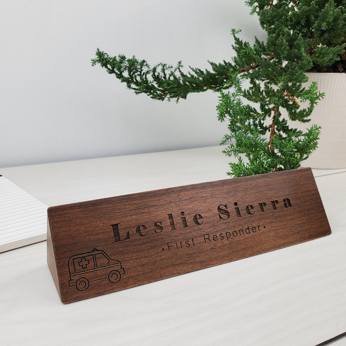 First Responder - Personalized Wood Desk Block - 011