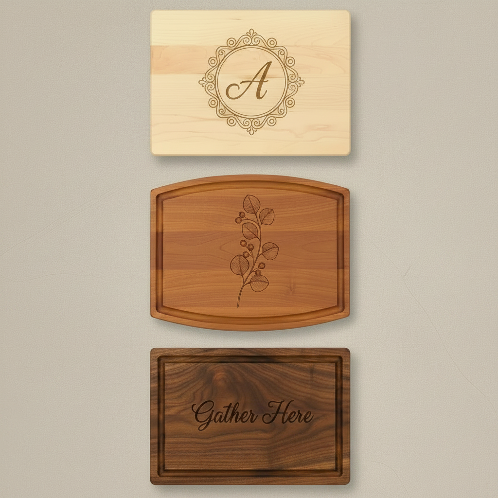 Engraved cutting boards, square format