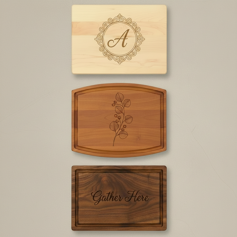Engraved cutting boards, square format