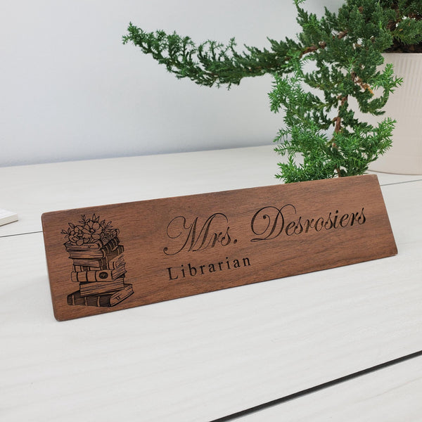 Librarian's Desk - Personalized Wood Desk Block - 012