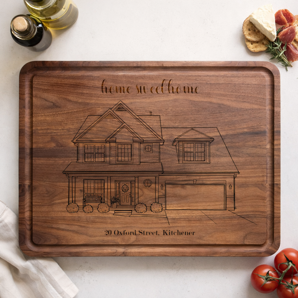 Custom Home Portrait - Personalized Butcher Block - 529