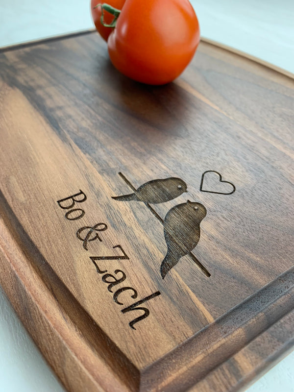 Birds in Love - Personalized Cutting Board - 058