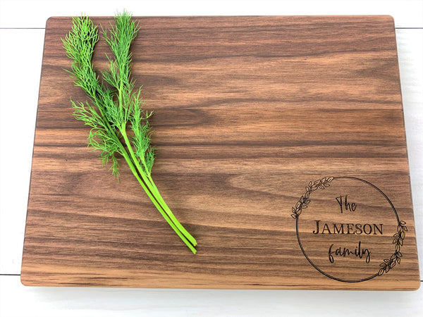 Floral Wreath - Personalized Cutting Board - 110