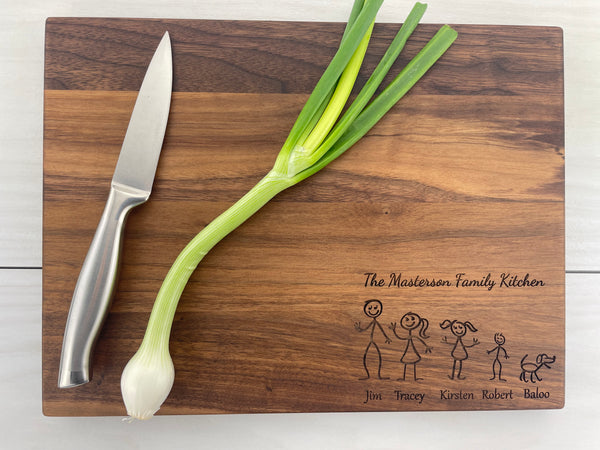 Stick Figure Family - Personalized Cutting Board - 161