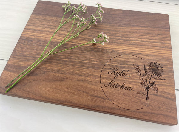 Sun Flower Bouquet - Personalized Cutting Board - 156