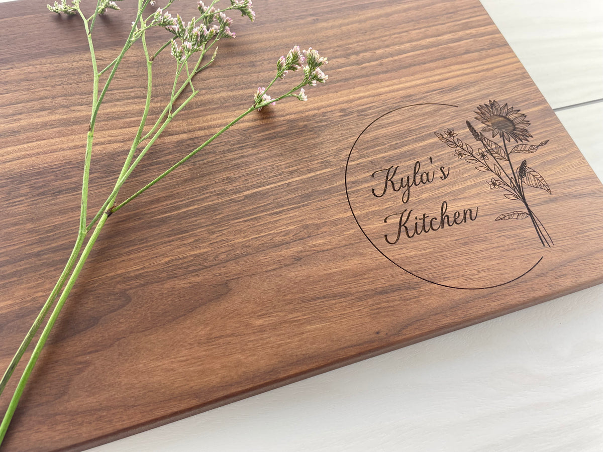 Sun Flower Bouquet - Personalized Cutting Board - 156