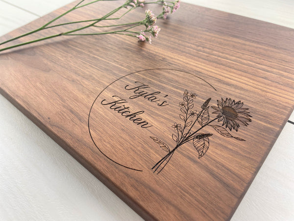 Sun Flower Bouquet - Personalized Cutting Board - 156