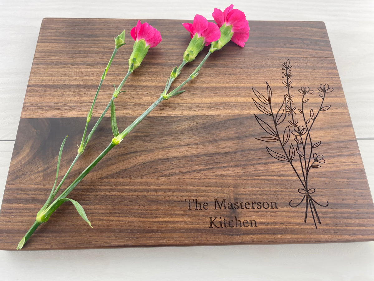 Flower Bouquet - Personalized Cutting Board - 158