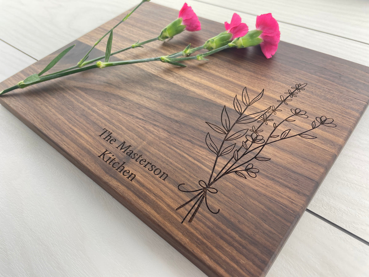 Flower Bouquet - Personalized Cutting Board - 158