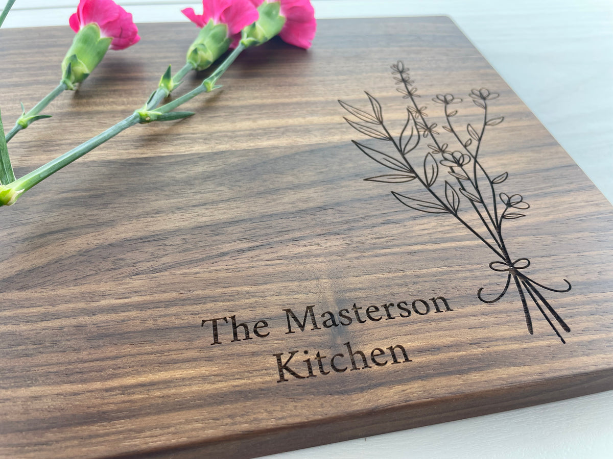 Flower Bouquet - Personalized Cutting Board - 158