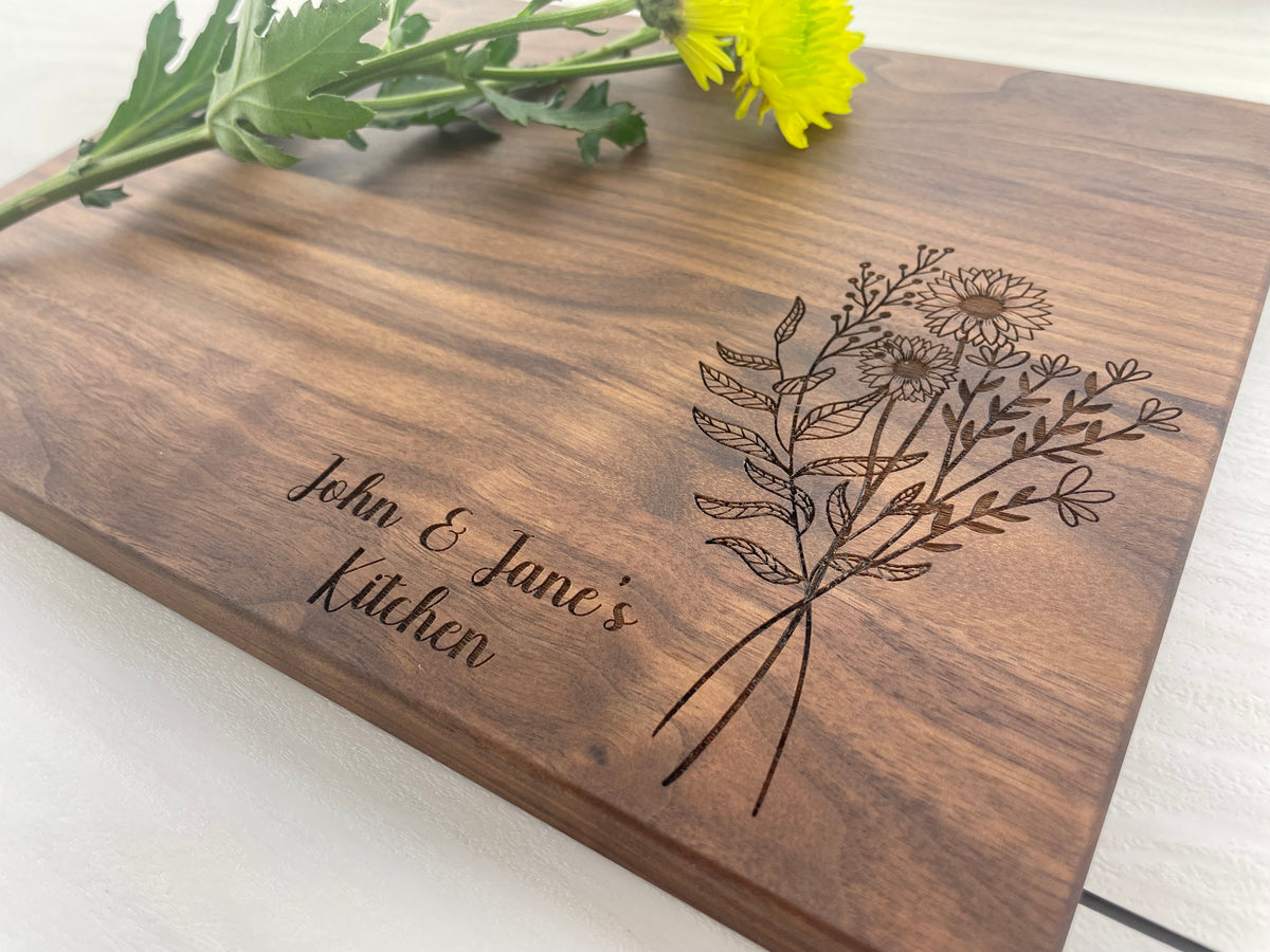 Autumn Flowers - Personalized Cutting Board - 157