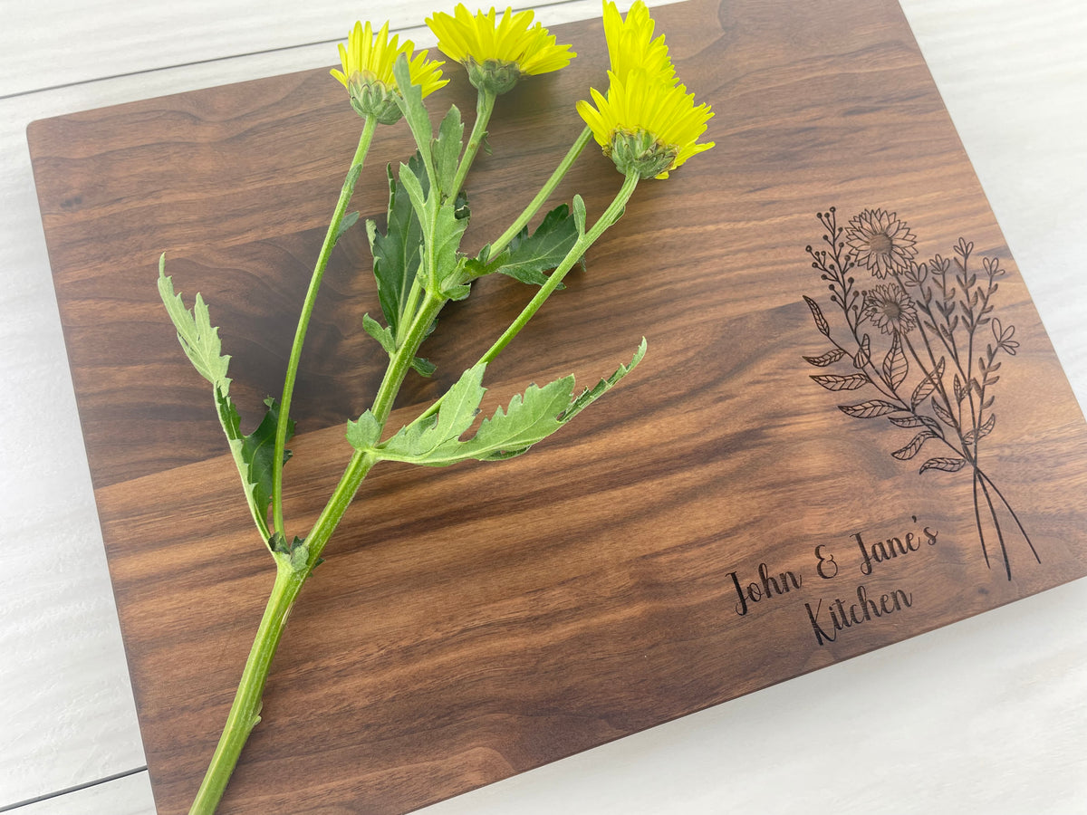 Autumn Flowers - Personalized Cutting Board - 157