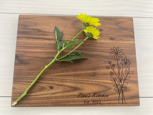 Flowers for her - Personalized Cutting Board - 152