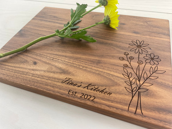 Flowers for her - Personalized Cutting Board - 152