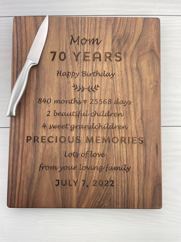 70th Birthday - Personalized Cutting Board - 195