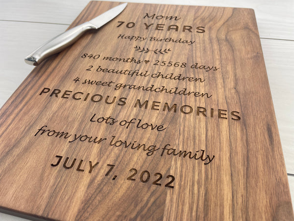 70th Birthday - Personalized Cutting Board - 195