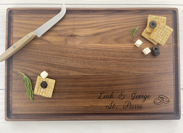 Wedding Rings - Personalized Cutting Board - 169